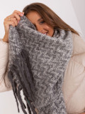 Gray and White Women's Scarf with Geometric Pattern