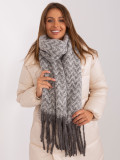 Gray and White Women's Scarf with Geometric Pattern