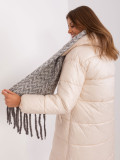 Gray and White Women's Scarf with Geometric Pattern