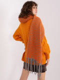 Gray-Orange Geometric Scarf