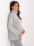 Grey turtleneck sweater with smooth pattern