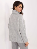 Grey turtleneck sweater with smooth pattern