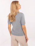 Elegant Gray Sweater with Short Sleeves