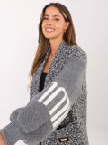Grey cardigan with pockets and puff sleeves