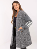 Grey cardigan with pockets and puff sleeves