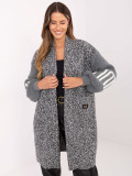 Grey cardigan with pockets and puff sleeves