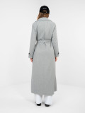 Elegant grey transitional coat with belt