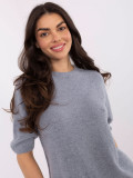 Grey smooth sweater with short sleeves