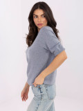 Grey smooth sweater with short sleeves