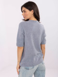 Grey smooth sweater with short sleeves