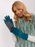 Turquoise Gloves with Geometric Pattern