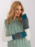 Turquoise Gloves with Geometric Pattern