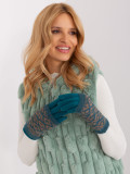 Turquoise Gloves with Geometric Pattern
