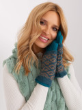 Turquoise Gloves with Geometric Pattern