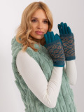 Turquoise Gloves with Geometric Pattern