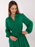 Elegant Green Midi Dress with Long Sleeves
