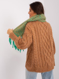 Green-brown women's scarf with geometric pattern