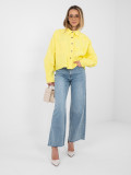 Short yellow denim jacket with floral appliqué