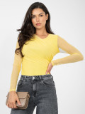 Elegant yellow bodysuit with long sleeves and round neckline