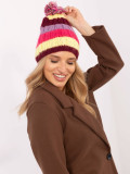 Stylish Beanie with Stripes and Pom-Pom