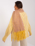 Yellow-Pink Scarf with Fringes