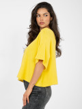 Yellow viscose sweater with 3/4 sleeves