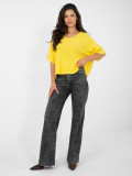Yellow viscose sweater with 3/4 sleeves