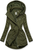 Khaki basic spring parka jacket with a hood