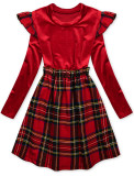 Red checkered dress with handbag