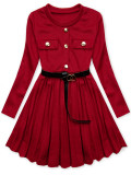 Red girl's dress with a belt