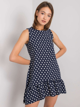 Navy Polka Dot Dress for Women by RUE PARIS