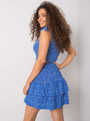 Blue Patterned Mini Skirt by RUE PARIS