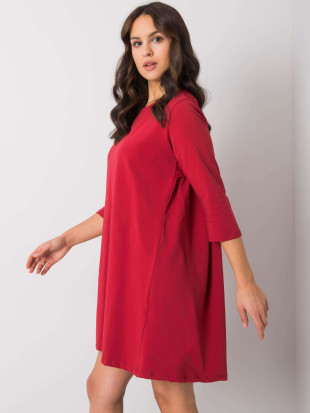 Bordeaux Dress with Lace Insert RUE PARIS