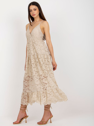 Beige Lace Dress with Ruffle OCH BELLA