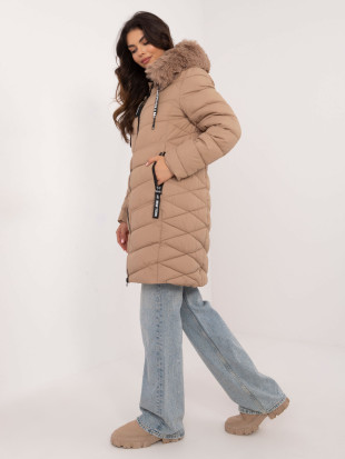 Beige Winter Jacket with Hood