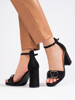 Elegant Black High Heeled Sandals