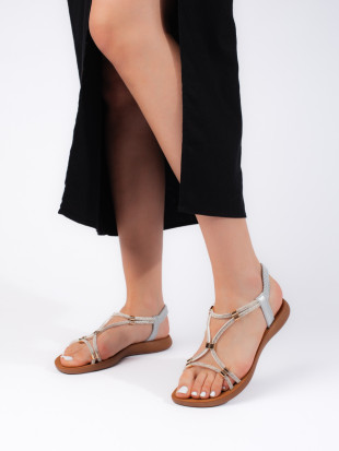 Silver Flat Glitter Sandals