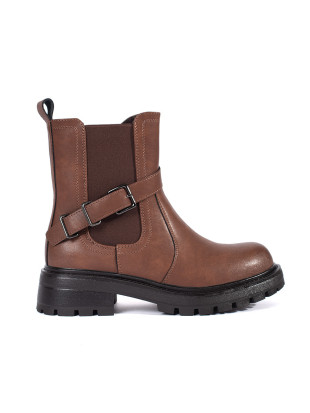 Brown Leather Women's Ankle Boots on Platform by Sergio Leone