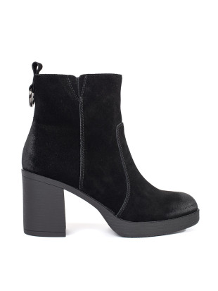 Black Leather Ankle Boots with Heel Sergio Leone