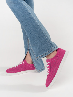 Pink Perforated Sneakers in Natural Leather