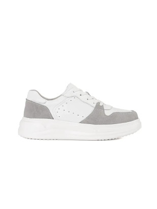 White Leather Platform Sneakers