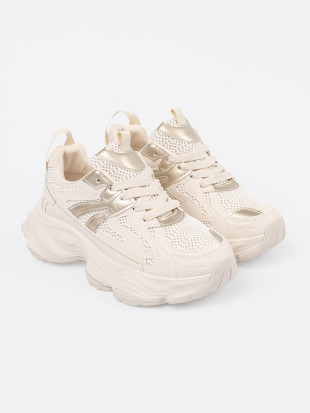Light Beige Sneakers with Thick Sole