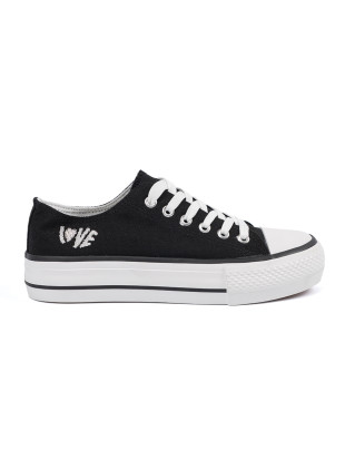 Black Sneakers with Love Inscription