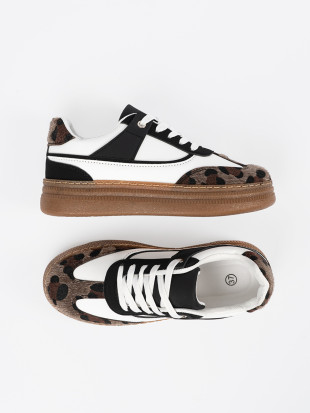 Black and White Sneakers with Panther Details