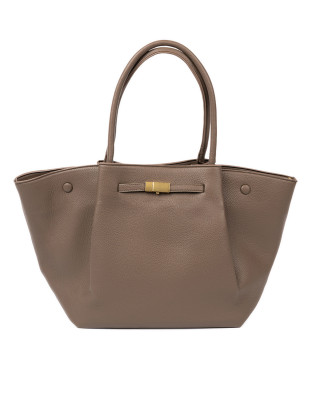 Beige Shopper Bag with Zipper