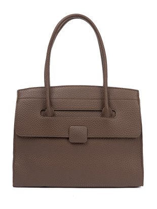 Brown Textured Eco-Leather Shopper Bag