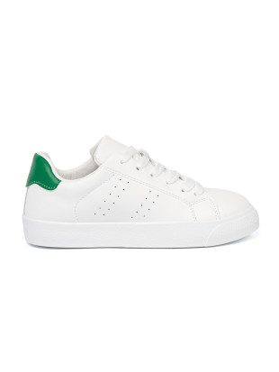 Classic White Sneakers with Green Accent