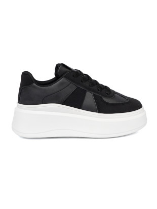 Classic Black Sneakers with Thick Sole