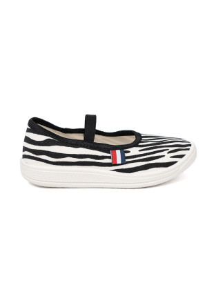 Lightweight Black and White Sneakers with Zebra Pattern