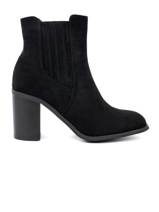 Black Suede Ankle Boots with Block Heel